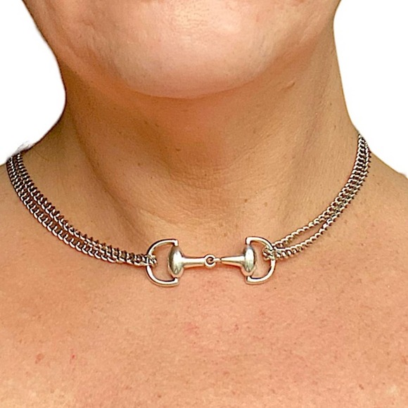 Sterling Silver HorseBit Handmade Necklace Bracelet Matching Chain Link Set - Picture 4 of 13